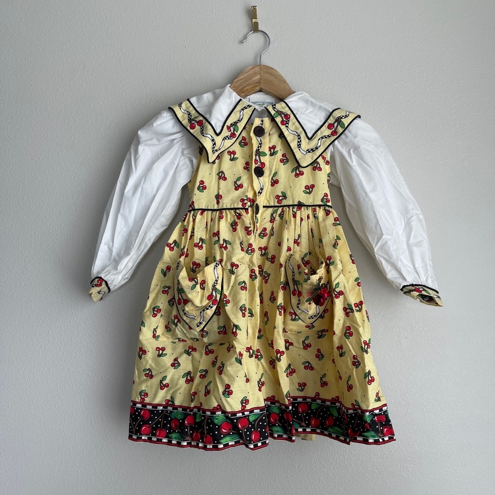 Vintage‎ Daisy Kingdom Yellow Cherry Print Button Front Dress
